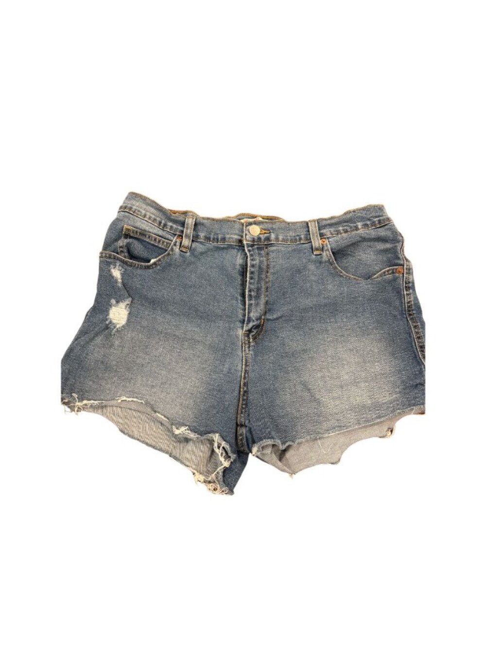 Levi Strauss Signature Heritage High Rise Denim Shorts Women's 14 W32 Distressed